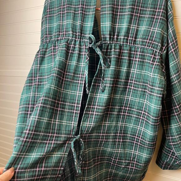 NWT L.I.F.E. Love is for Eternity Plaid Flannel Hi-Low Tie Back Top Size M - Picture 3 of 9
